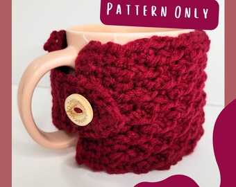 Patrón de crochet hecho a mano para funda de taza ajustable