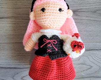 Patrón de crochet Popuri: Muñeca Harvest Moon + Pollo (Amigurumi DIY)