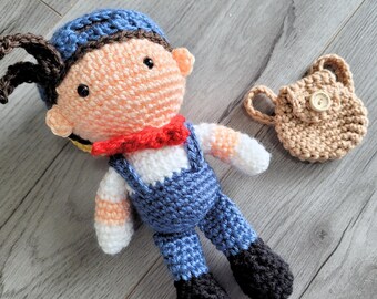Patrón de crochet Harvest Moon: Muñeca granjera amigurumi