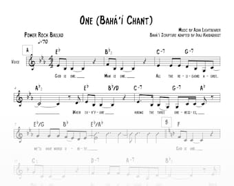 MUSIC PRO: Asha Lightbearer - One (Bahá'í Chant) - 5 copies + Lyrics Display - (Piano Sheet Music) PDF