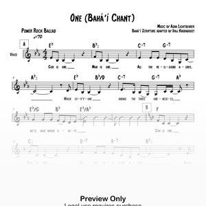 One (Bahá'í Chant) - (Lead Sheet Music) PDF