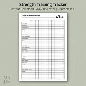 Krafttraining Tracker, Planer | Gewichtheben Log | Druckbarer Workout Tracker | Crossfit | Fitness Tracker PDF | Digital Download