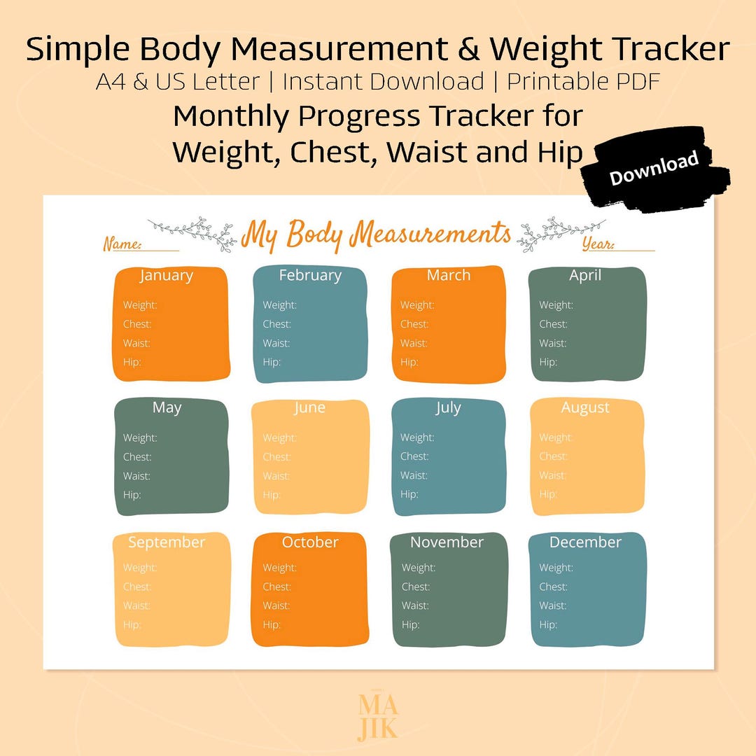 Bmi Sheet.pdf Simple Printable Body Measurements & Weight Tracker for Hip, Waist ...