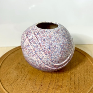 Vintage Speckled Studio Pottery Orb Vase Pastel Confetti Ceramic Planter Postmodern Art Pottery MCM