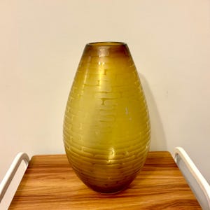 Vintage Amber Art Glass Vase: Mid-Century Italian Decor, 12&quot;