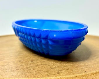 Antique Blue Slag Glass Dish 1887 Patent | Victorian Opaline Pressed Glass Relish Bowl | Cobalt Swirl Butter Dish Base | EAPG Glass Decor
