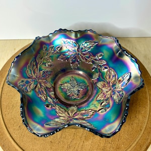 Antique Blue Carnival Glass - Etsy
