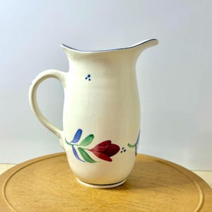 Pottery of Levine California Hand-Painted Floral Pitcher – Vintage Ceramic Vase