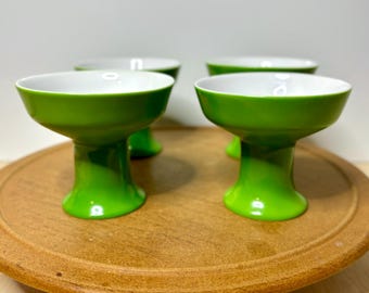 Paul McCobb Contempri Sherbet Bowls Set of 4 Green White MCM Jackson Dessert Cups