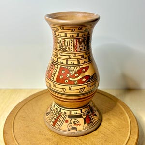 Vintage Chorotega Pottery Vase: Hand-Painted Guaitil Costa Rican Folk Art Ceramic (9.25")
