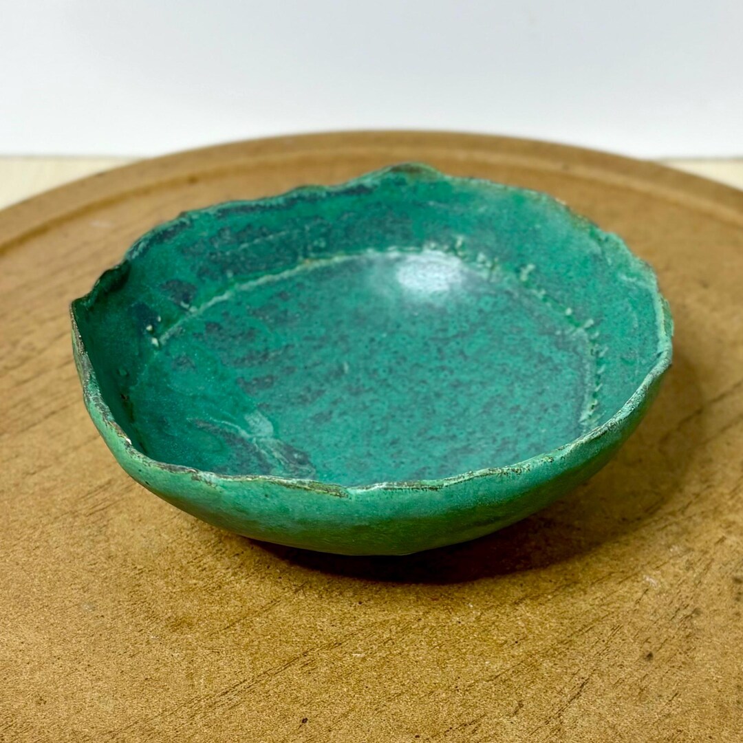 Fresh Look at Hand Thrown Studio Pottery Bowl Signed Green Ceramic Dish Organic