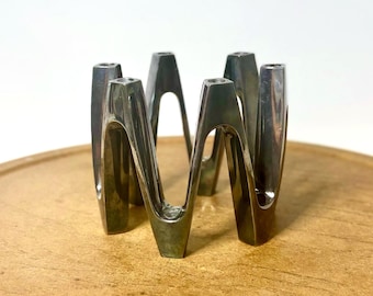 Vintage Dansk Tjorn Crown Candle Holder Jens Quistgaard Silver Plate Tiny Taper Danish Modern Centerpiece