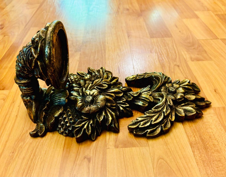 Vintage Victorian Wall Plaque Candle Holder With Floral and Pineapple