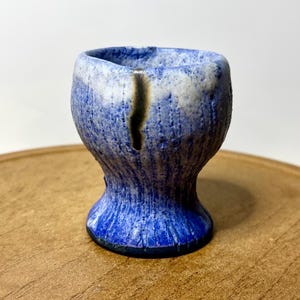 McCartys Pottery Cobalt Blue Wine Cup Goblet Signed Mississippi River Mark Merigold MS Art Pottery