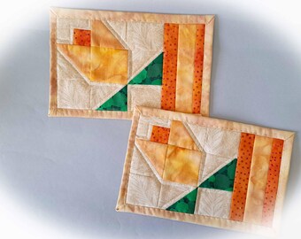 Handmade Fabric Spring Flower Mug Rugs - Set of 2