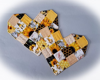 Bee Gnome Fabric Quilted Mug Rug - Set of 2