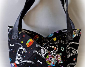 Skeleton Cat and Dog Bag/Mini Purse/Small Tote