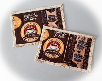 House Blend Coffee Quilted Fabric Mug Rugs - Set of 2