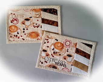 Latte Quilted Fabric Mug Rugs - Set of 2