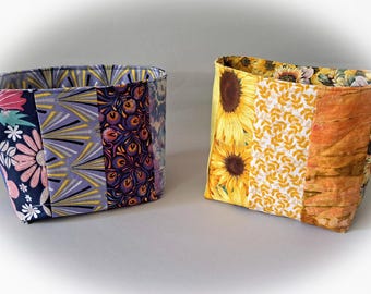 Handmade Reversible Fabric Basket – Quilted Cotton Storage, Gift Giving
