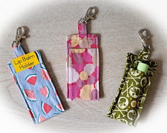 Fabric Lip Balm Holder – Rotating Swivel Hook, Handmade