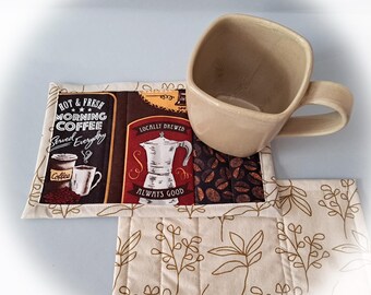 Fresh Local Coffee Quilted Fabric Mug Rugs - Set of 2