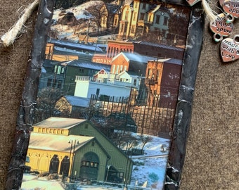 Virginia City, Nevada Photography Miniature Art, Rustic, Ornament, Handmade Soldered Frame, Old West, Liz Huntington Studio