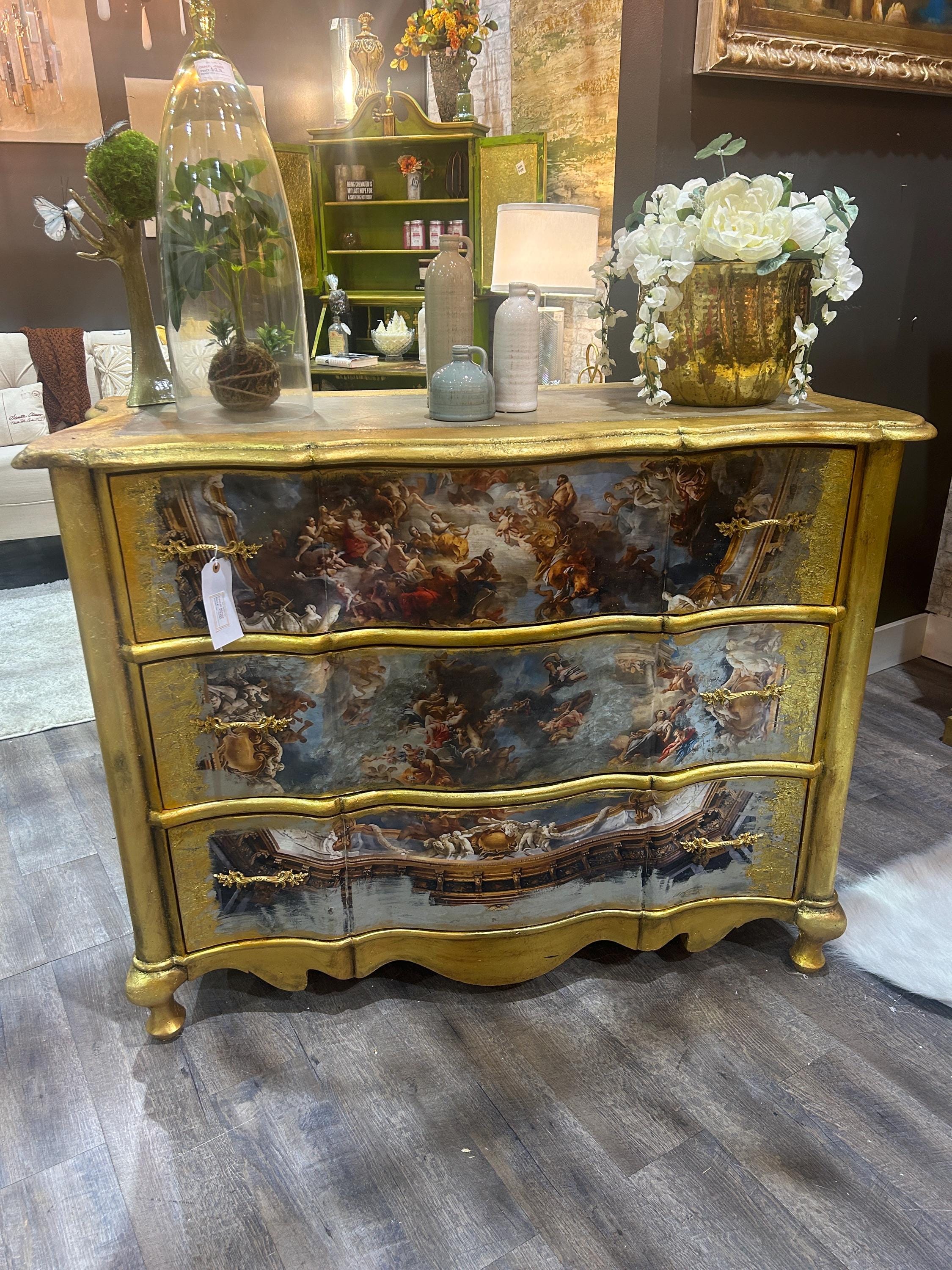 Custom Gold Leaf Baroque Dresser- This One is Sold, I Do Have This Style in Stock to Redo Only Example - Etsy Custom Gold Leaf Baroque Dresser- This One is Sold, I Do Have This Style in Stock to Redo Only Example - Etsy