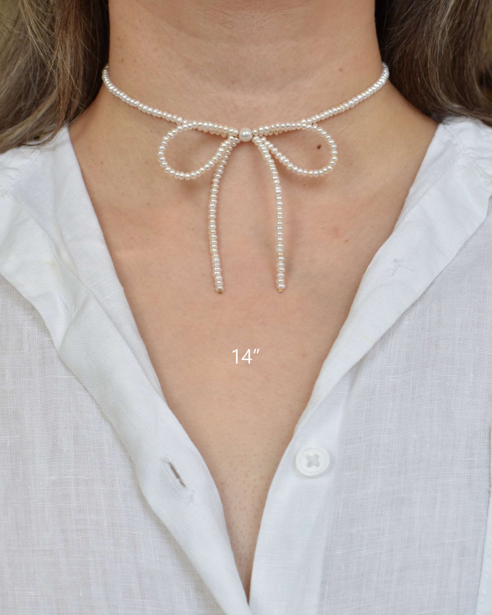Pearl bow necklace Jewelry main image 1