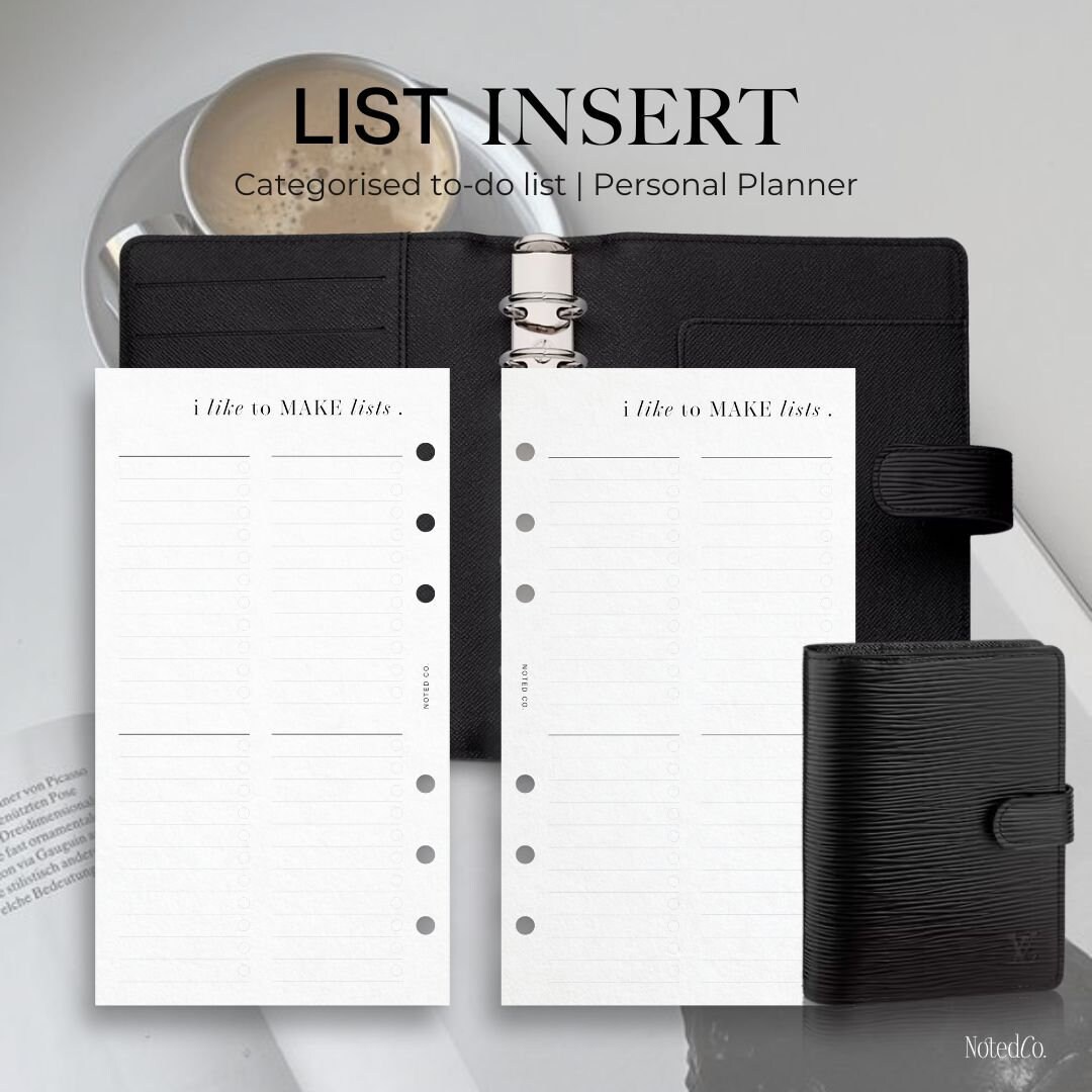 List Printable Personal Planner Inserts Filofax Personal List Making ...