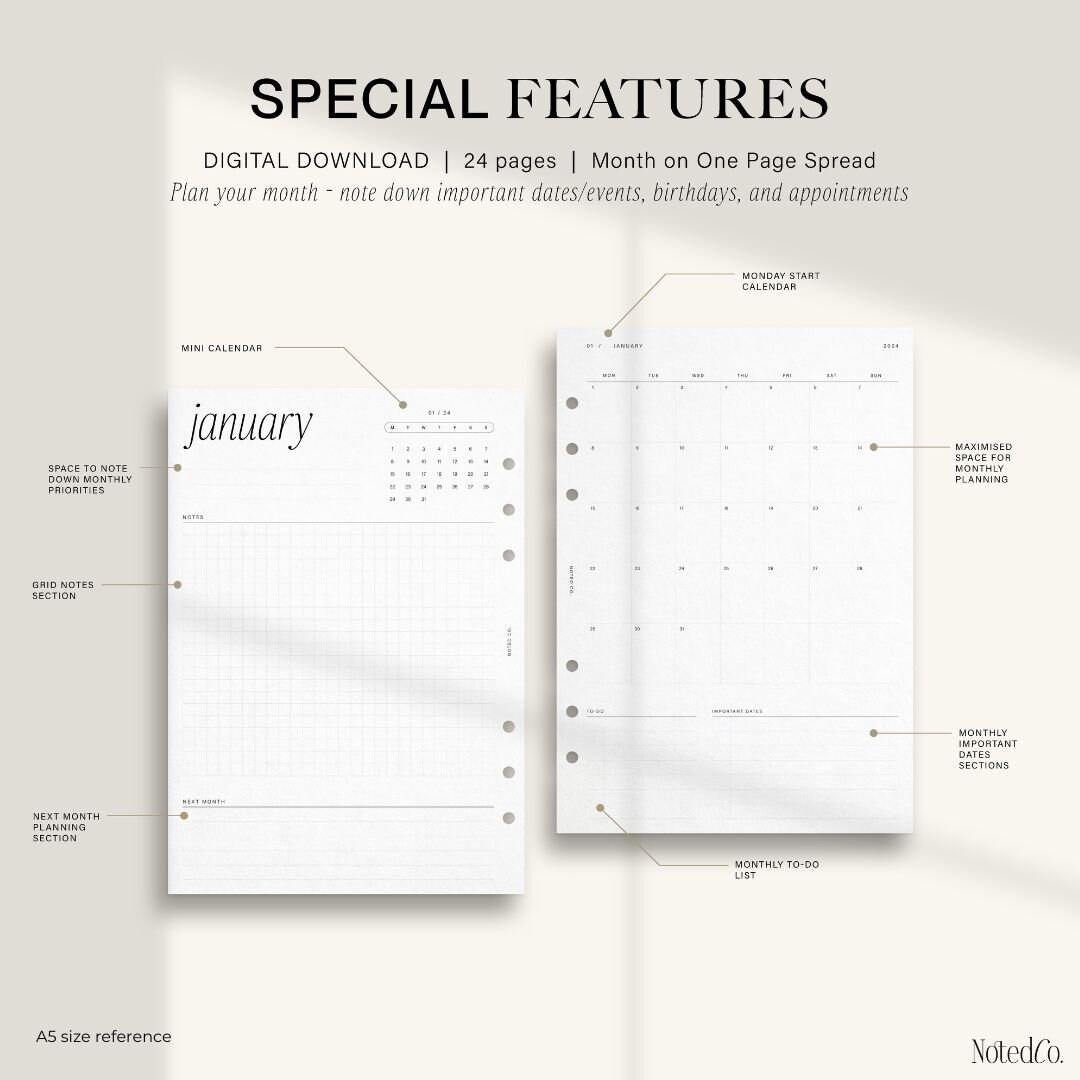 2024 Printable Personal Planner Inserts Monthly Planner Inserts 2024 ...