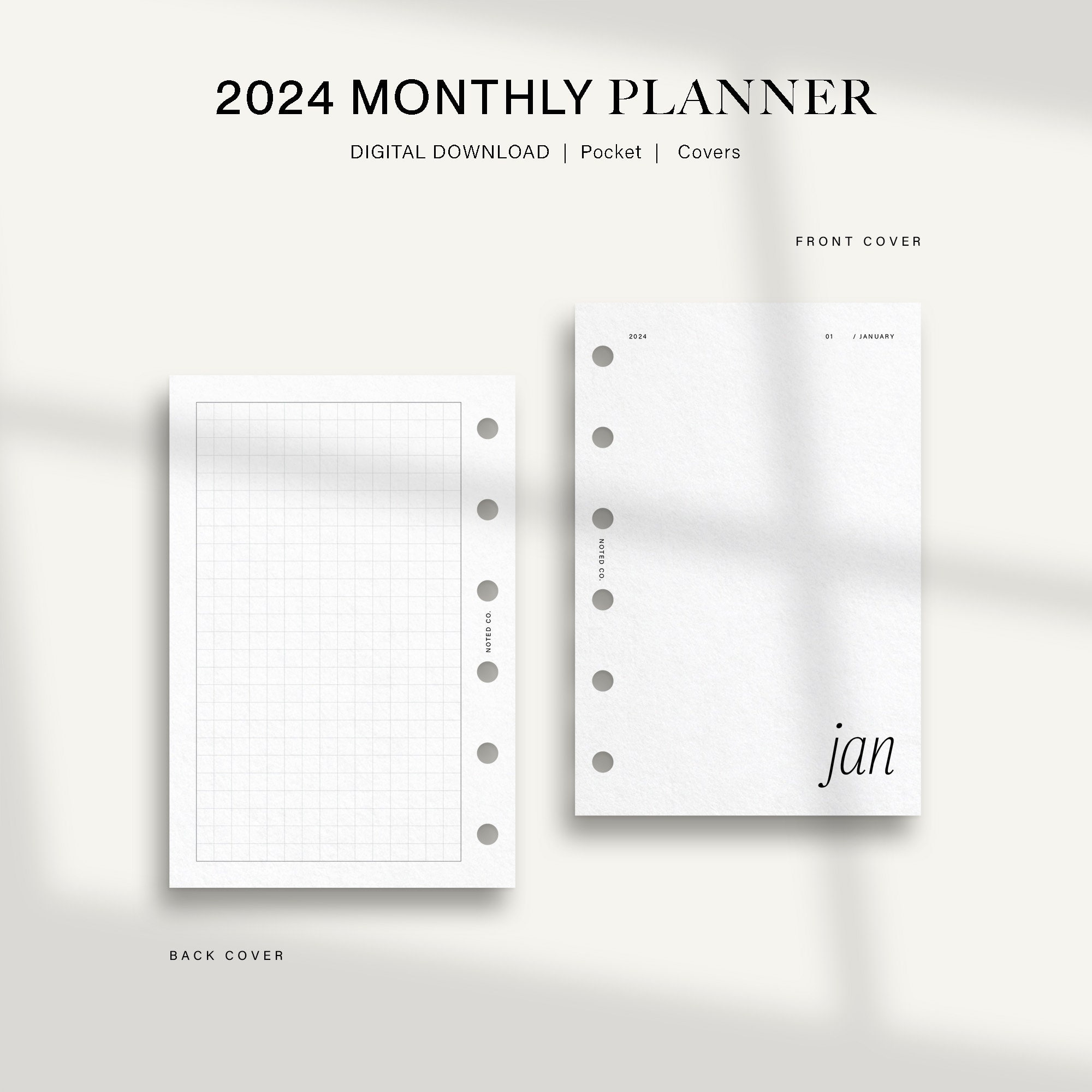 2024 Monthly Calendar Printable Pocket Planner Inserts for Monthly ...