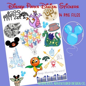 WDW Parks Digital Stickers, PNG files, Daily Planner Stickers, Pre-cropped iPad Stickers, Goodnotes Stickers, OneNote Stickers