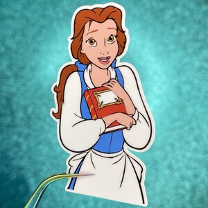 Belle with a Book Sticker | Beauty and the Beast | Waterproof Vinyl Sticker