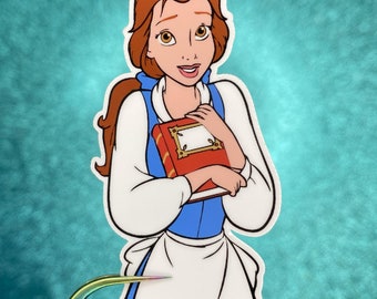Belle with a Book Sticker | Beauty and the Beast | Waterproof Vinyl Sticker