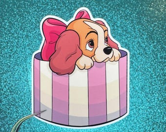 Puppy Lady Sticker | Lady and the Tramp | Waterproof Vinyl Sticker