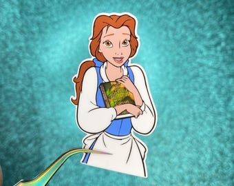 Belle Reads The Seven Husbands of Evelyn Hugo Sticker | Beauty and the Beast | Waterproof Vinyl Sticker