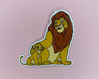 Pegatina de Mufasa y Simba / El Rey León / Vinilo impermeable