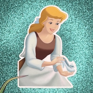 Cinderella with Glass Slipper Sticker | Cinderella Sticker | Waterproof Vinyl Sticker