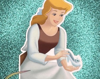Cinderella with Glass Slipper Sticker | Cinderella Sticker | Waterproof Vinyl Sticker