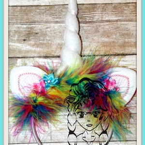 UNICORN HoRN & Applique EaRS ~ (3 Piece) ~ In the Hoop ~ Instant download Design by Carrie