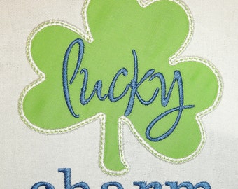 LUCKY CHARM Clover Applique - Shamrock Applique ~ Instant download Design by Carrie