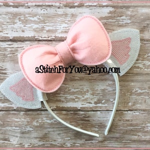 CAT Ears with 3d PuFFY BoW ~ (3 Piece) ~ In the Hoop ~ Instant download Design by Carrie