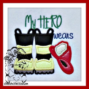 My HERO Wears Fire Hat & Fire Boots, Fireman Fire Fighter ~ Instant download Design by Carrie