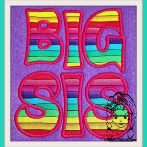BIG Bro, Big Sis and Lil Bro, LIL Sis Applique Design Instant download Design by Carrie image 2