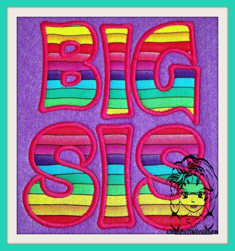 BIG Bro, Big Sis and Lil Bro, LIL Sis Applique Design Instant download Design by Carrie image 2