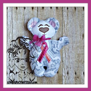 BeAR AWARENeSS Cancer Military Applique 3D Plush Softie Toy ~ In the Hoop ~ Instant download Design by Carrie