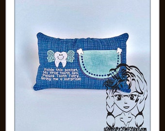 TOOTH Fairy ITH PoCKET PoEM Applique 4 a pillow-pillowcase, English & Spanish ~ In the Hoop ~ Instant download Design by Carrie