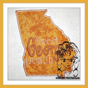 GEORGIA State Applique, Sweet Georgia Peach ~ In the Hoop ~ Instant download Design by Carrie