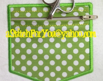 POCKET with ZiPPeR Applique wOrKiNg ~ In the Hoop ~ Instant download Design by Carrie